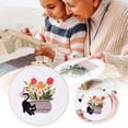 thumbnail image 1 of Cat Embroidery Kit For Beginners Floral Modern Botanical Hand Stitching Needle And Thread Set With Patterns And Instructions, 1 of 8