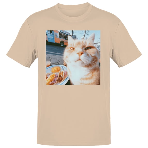 Cat Enjoying Taco Men's Natural T-shirt