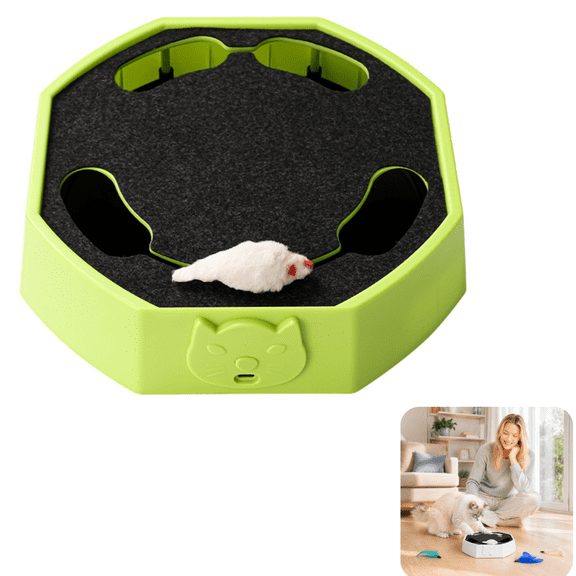 Cat Enrichment Toy - Automatic Mice ChasesGame, Rechargeable Feline Exercise Device, Smart Pet Entertainment Tool | Interactive Hunting Training Toy for Indoor Kittens Apartment Play Area Bedroom
