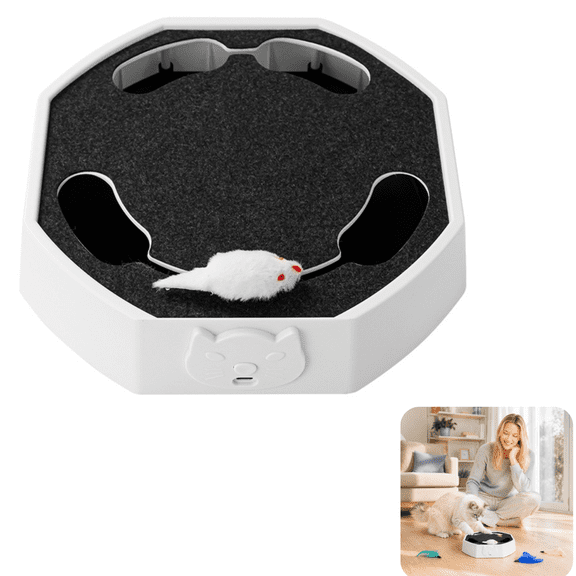 Cat Enrichment Toy - Automatic Mice ChasesGame, Rechargeable Feline Exercise Device, Smart Pet Entertainment Tool | Interactive Hunting Training Toy for Indoor Kittens Apartment Play Area Bedroom