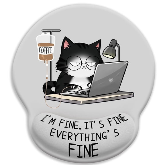 Cat Ergonomic Mouse Pad with Wrist Rest, Gaming Mouse Pad with Wrist Support, Funny Mouse Pads for Desk, Computer Mousepad with Non-Slip Pain Relief PU Base, Cute Office Desk Accessories
