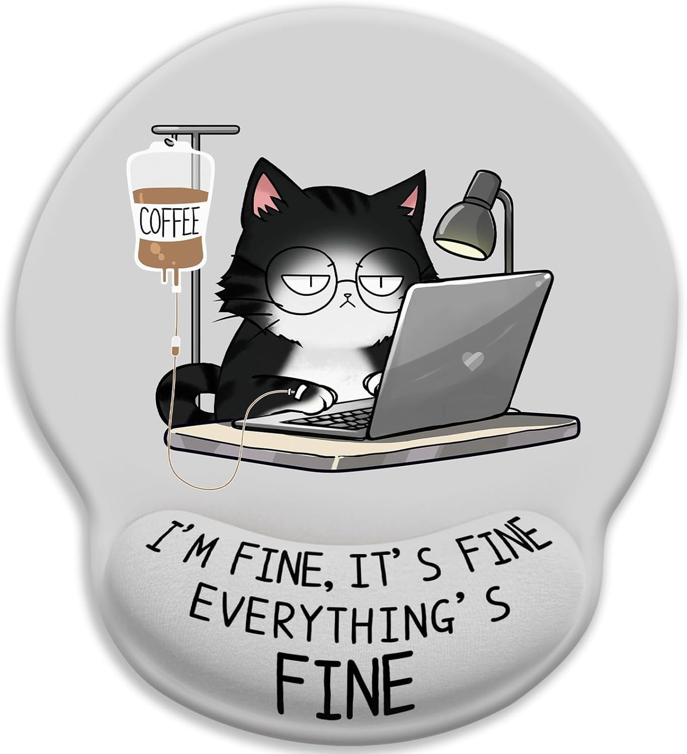 Cat Ergonomic Mouse Pad with Wrist Rest, Gaming Mouse Pad with Wrist Support, Funny Mouse Pads for Desk, Computer Mousepad with Non-Slip Pain Relief PU Base, Cute Office Desk Accessories