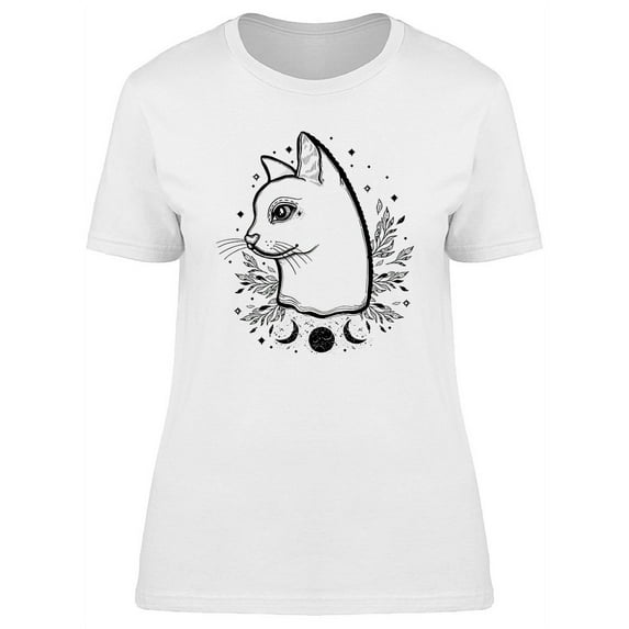 Cat Esoteric Vintage Sketch T-Shirt Women -Image by Shutterstock, Female XX-Large