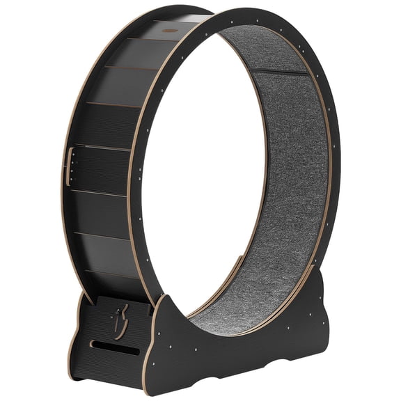 Cat Exercise Wheel 48 Inch Wooden Running Wheel for Indoor Cats Under 28 Lbs with Carpet Track Lock Quiet Black