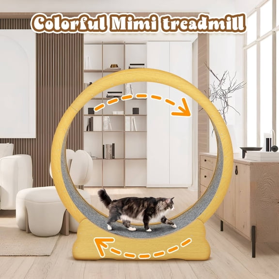 PartyKindom Quiet Cat Running Wheel Beige Density Board Safe Design Indoor Pet Use