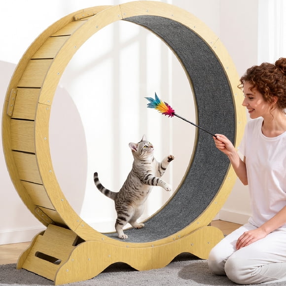 DOMIPET Cat Exercise Wheel for Indoor Cats, 45.3" Kitty Cat Treadmill Treadwheel with Removable Carpet, XLarge Quiet Interactive Running Training Toy for Cats Outdoor