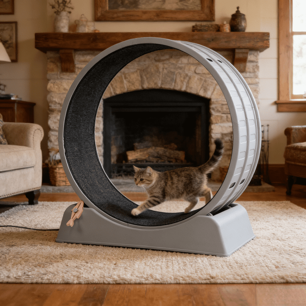 Cat Exercise Wheel Treadmill 31.50In Gray PP Silent Rollers Safety Lock ...