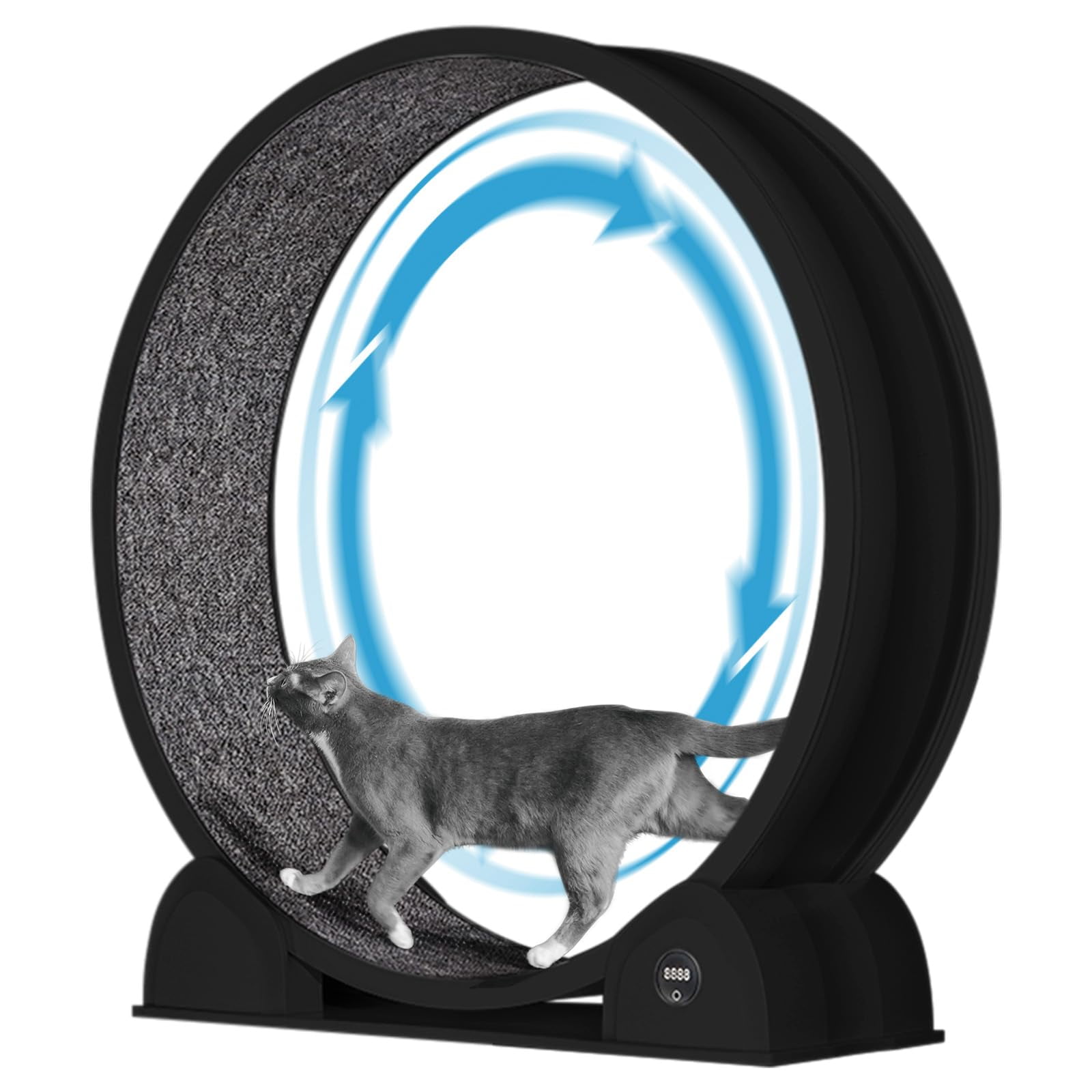 Cat Exercise Wheel for Indoor Cats, Fast Cat Wheel 45'' Quiet Cats Treadmill with Pedometer, Pet Running Wheels for Weight Loss and Health Black