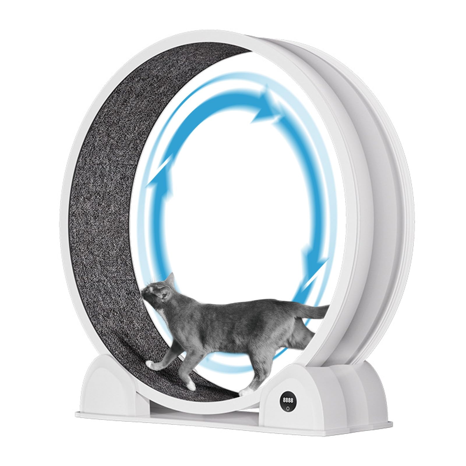 Cat Exercise Wheel for Indoor Cats, Fast Cat Wheel 45'' Quiet Cats Treadmill with Pedometer, Pet Running Wheels for Weight Loss and Health White