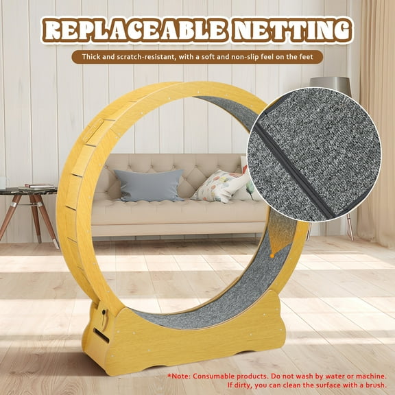 Cat Exercise Wheel for Quiet Running Indoor Use, 55.5" Cat Treadmill with Detachable Carpet, Cats Exerciser Helps Cats to Lose Weight and Keep Health