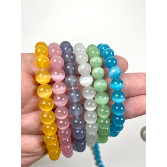 Cat Eye Round Glass Beads Bulk for Jewelry Making, DIY Craft Supplies, Gift for Beader, 8mm, 300 Pcs