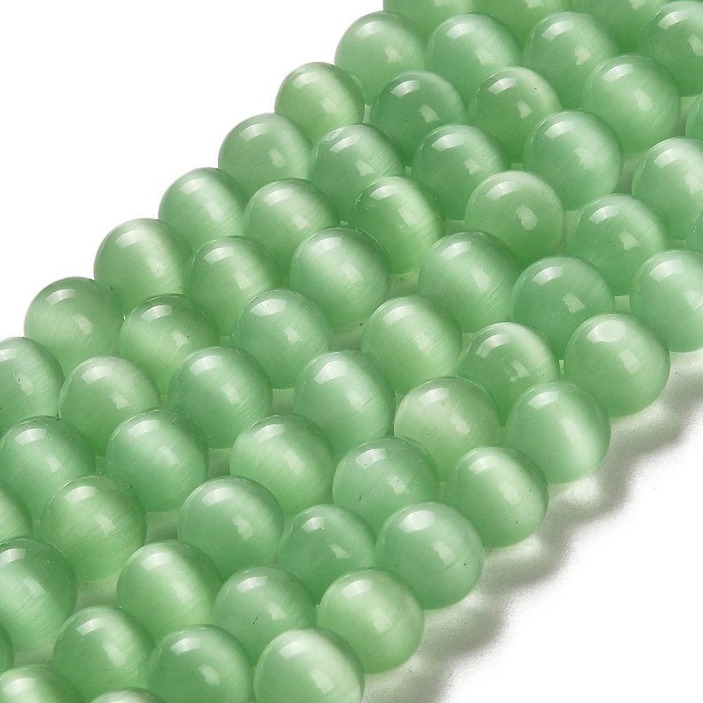 Cat Eye Beads Round Light Green 8mm Hole: 1mm 14~14.5 inch/strand 48~50pcs/strand