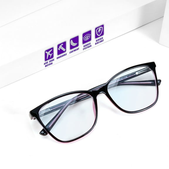Cat Eye Distance Glasses for Women Oversized Near Sighted Vision Driving See Far Eyeglasses Fashion Nearsighted Non Prescription Myopia Farsighted Glass Stylish Blue Light Nearsightedness Frame -2.0