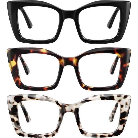 Cat Eye Eyeglass Frames, Black & Tortoise Shell Styles, Clear Lens