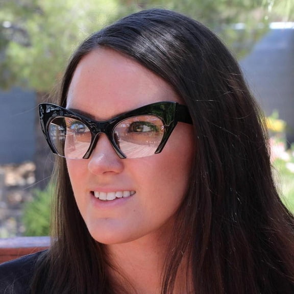 Cat Eye Eyeglasses Women Retro Vintage Razor Clear Lens Style Half Cut Off Frame-USA