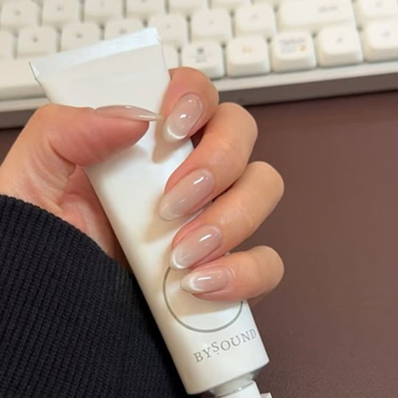 Cat Eye Gel Detachable False Nails White Simple Design Wearable Manicure Gifts for Women