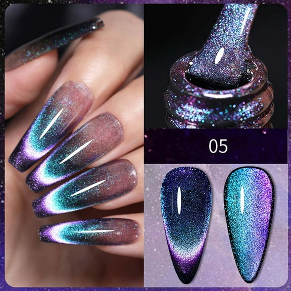 Cat Eye Gel Nail Polish,Gel Nail Polish,9D Cat Eye Gel Nail Polish, Upgraded Magnetic Gel Polish Kit with Magnet Stick, Galaxy Chameleon Effect Silk Cat Eye Nail Polish Soak Off Nail(E)