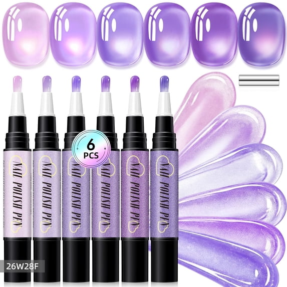 Cat Eye Gel Nail Polish Pen Set, UV LED Curing Magnetic Gel Polish Pens with Fine Brush Tip, DIY Manicure and Nail Art Kit