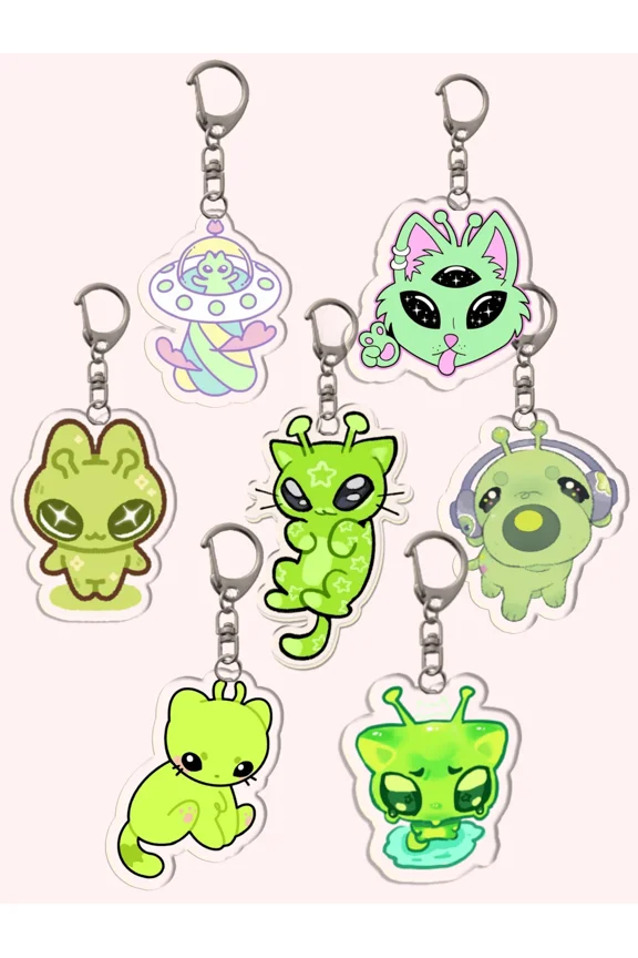 Cat Eye Girl Group Acrylic Keychain 1/6pcs | Kpop Fan Bag Charm Backpack Pendant Concert Gift, random 1 pack