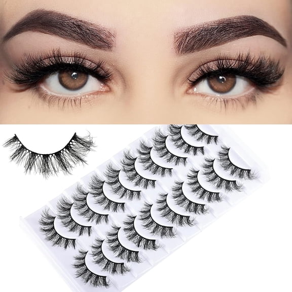 Cat Eye Lashes False Eyelashes Natural Wispy Lashes Strips Fluffy Mink Eye Lash Fake Eyelash Natural Look 10 Pairs 9-15mm Fake Lashes Pack Volume Strip Lash Pestañas