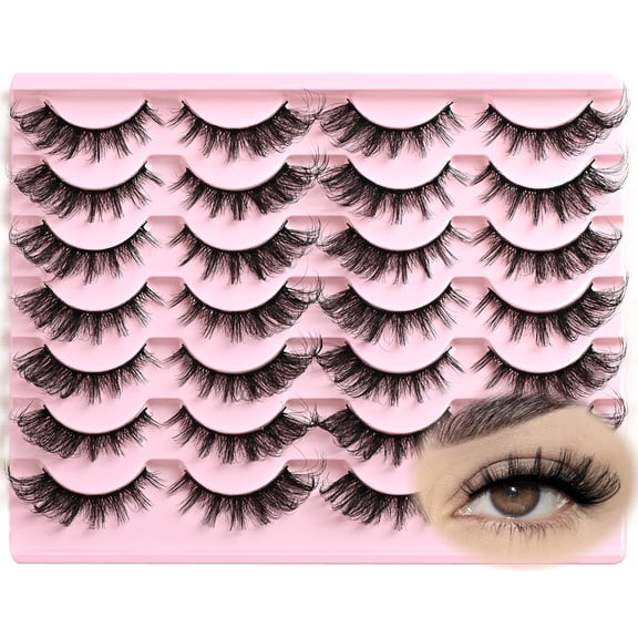 Cat Eye Lashes Fox Eyelash Wispy Fluffy False Eyelashes 14 Pairs Fake Eyelashes Natural Look Short Natural Lashes Cat Eye Lash Wispy Volume Eyelash (8-16mm)