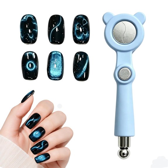 Cat Eye Magnet for Nails, Strong Nail Art Tool with Silicone Handle