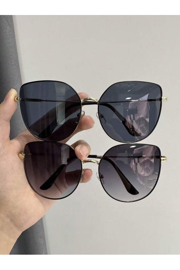 Cat Eye Metal Glasses for Women – Copper-Tone Gradient Lenses, Summer Street & Beach Style