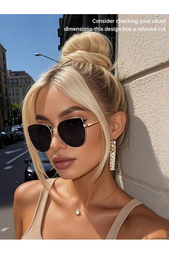 Cat Eye Metal Glasses for Women – Copper-Tone Gradient Lenses, Summer Street & Beach Style