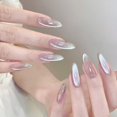 thumbnail image 1 of Cat Eye Press on Nails Medium Almond Fake Nails Glossy Acrylic Full Cover False Nails with Glitter Design Artificial Nails Jelly Stick on Nails for Women Girls 24Pcs, 1 of 5