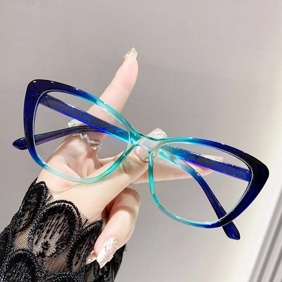 Cat Eye Reading Glasses for Women Blue Light Blocking Readers PC Frame Comfort Fit Magnification 3.0x, blue