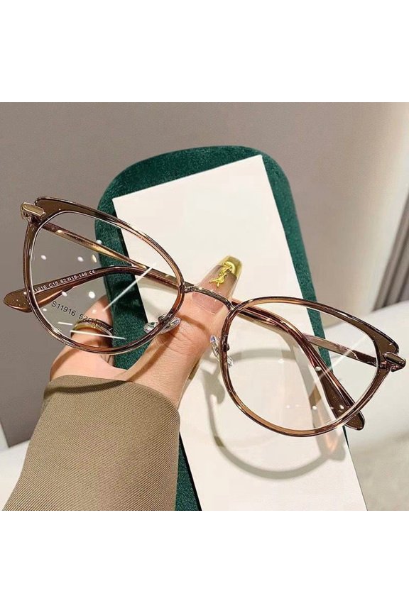 Cat Eye Reading Glasses for Women Blue Light Blocking Readers PC Frame Magnification 3.5x, Champagne