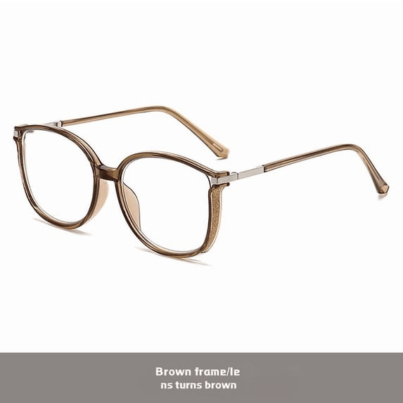 Cat Eye Reading Glasses for Women with Light Sensitive Photochromic Lenses Blue Light Blocking Readers PC Frame,Magnification 3.5x, Brown