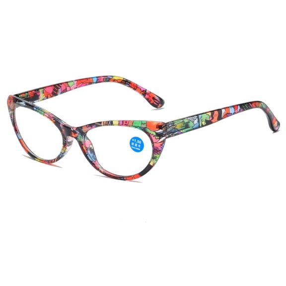 Cat Eye Red Floral Print Reading Glasses Blue Light Blocking Ladies Readers Spring Hinge Presbyopia Glasses +3.00 for Women