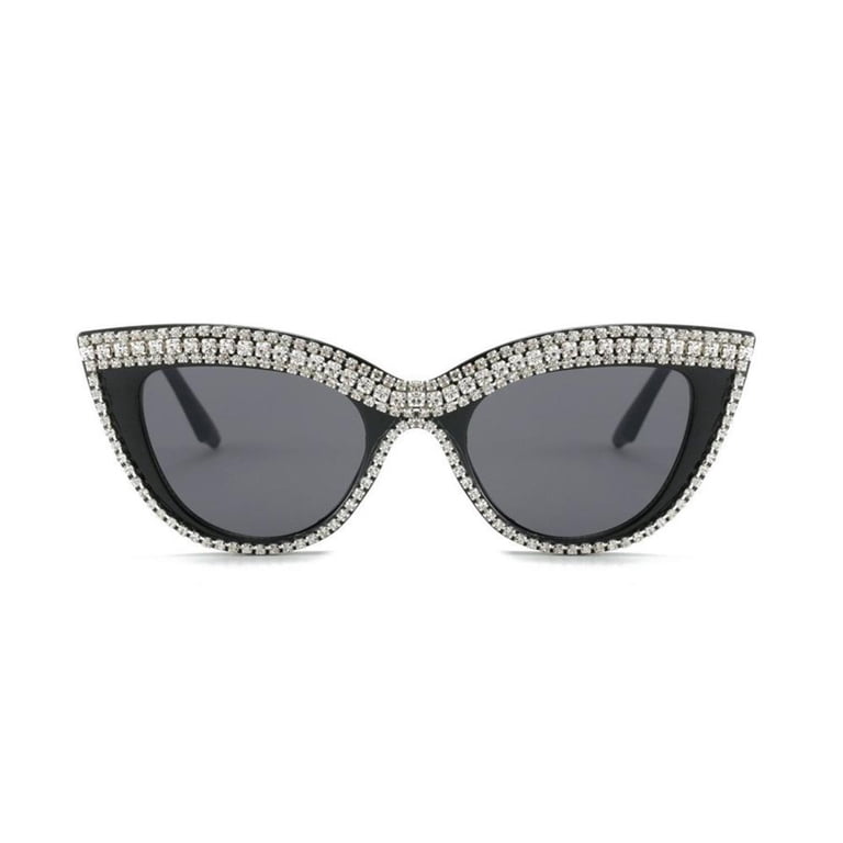 Cat Eye Retro Rhinestones Sun Glasses UV400 Protection  display picture 1