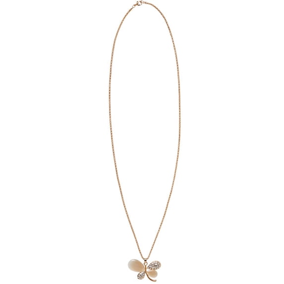 Cat Eye Stone Flower with Gold Chain Necklace