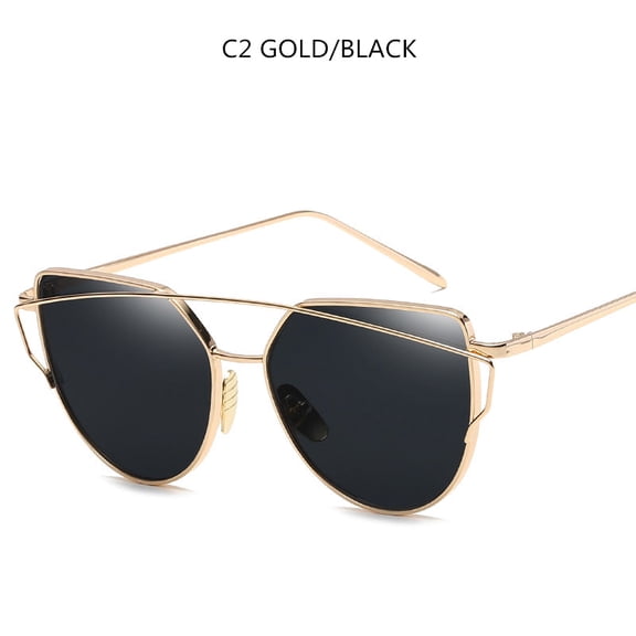 Cat Eye Sunglasses Cupronickel Frame Ladies Fashion Non Polarized Resin Lenses Black