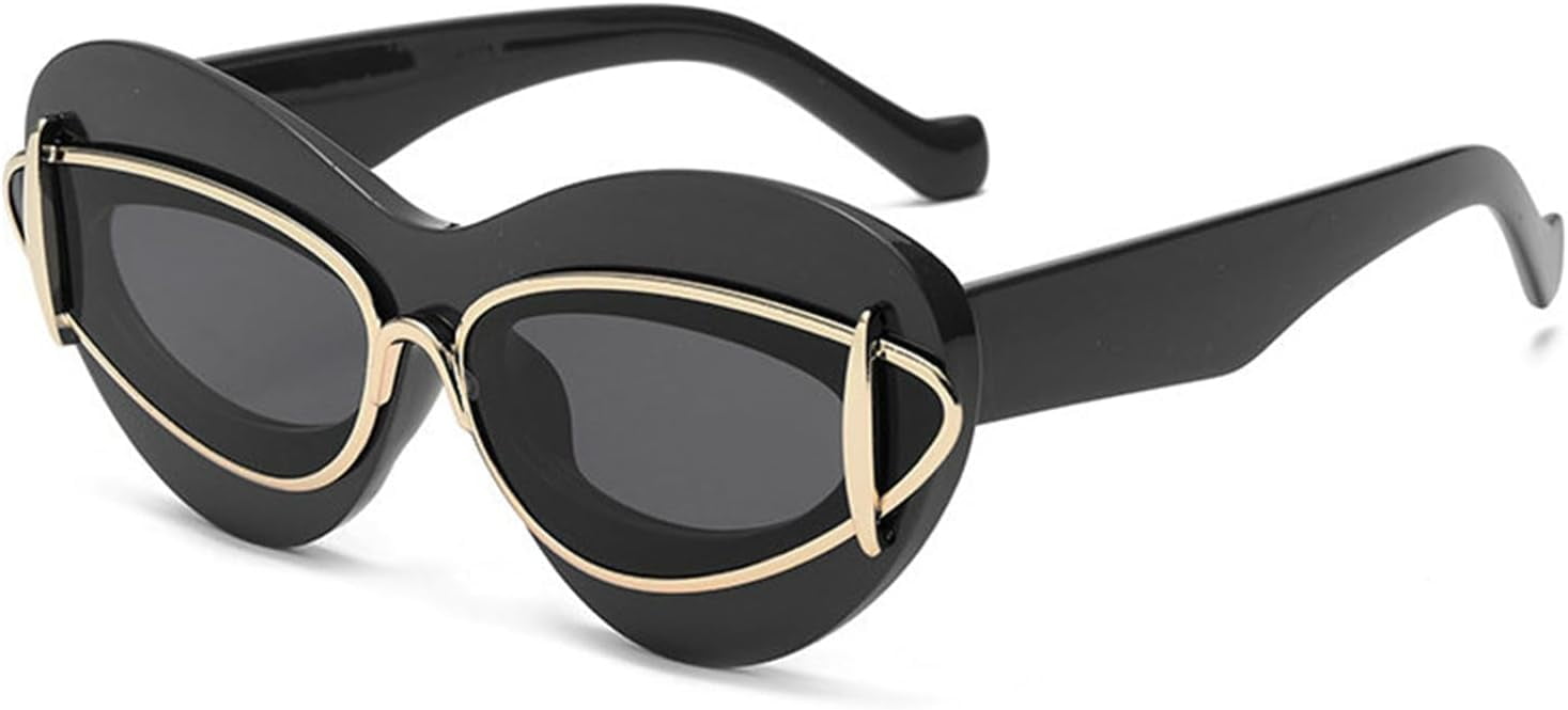 Retro Y2K Cat Eye Polarized Sunglasses UV400 Protection Lightweight FEISEDY Retro Oval Cat Eye Sunglasses for Women 90s Narrow  main image 3
