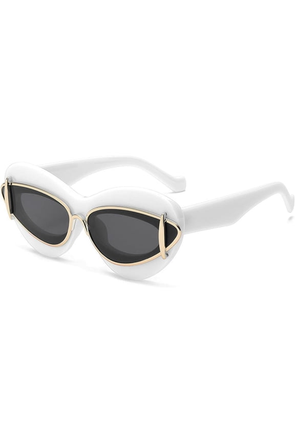Cat Eye Sunglasses Women 2024 Luxury Vintage Y2k Punk Sun Glasses For Men Double Frame Retro Eyewear Shades UV400