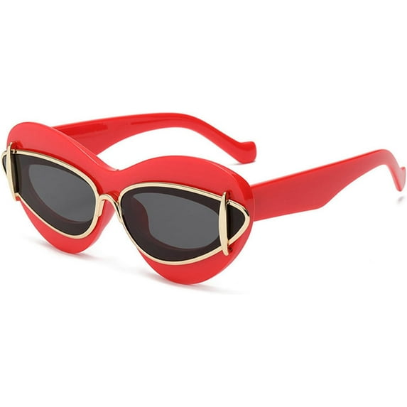Cat Eye Sunglasses Women 2024 Luxury Vintage Y2k Punk Sun Glasses For Men Double Frame Retro Eyewear Shades UV400