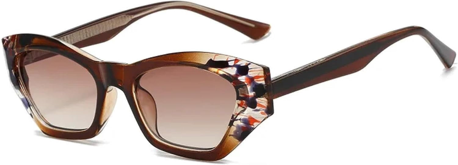 Cat Eye Women Sunglasses Retro Clear Gradient Shades UV400  Colorful Sun Glasses Transparent Yellow Narrow Acetate Cat-Eye Gradient  main image 2