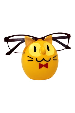 Cat Eyeglass Holder Glasses Sunglasses Stand Display Rack Smartphone Holder (Yellow)