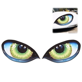 Cat Eyes Car Stickers - 3D Stereo Reflective Eyes Stickers - 3D Car Auto Rear View Mirror Windows Stickers - Waterproof Funny Decals for Truck SUV Car Body Window Bumper - Green