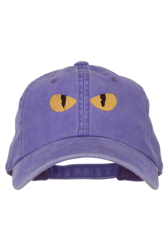 Cat Eyes Embroidered Unstructured Cotton Cap - Purple OSFM