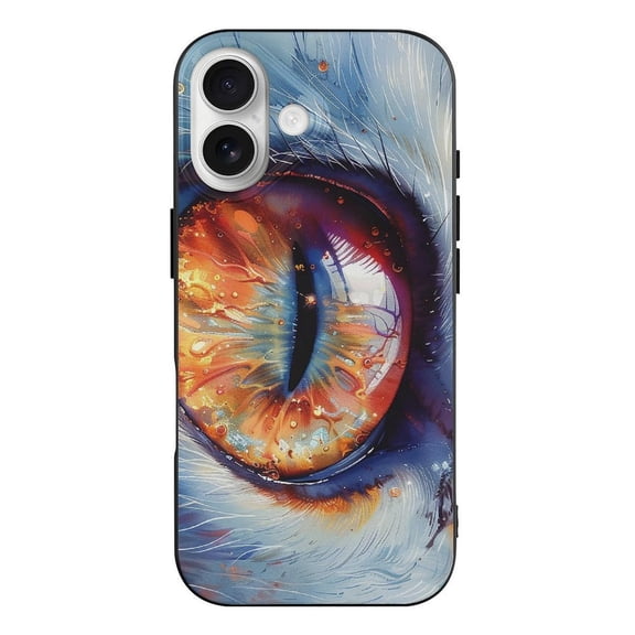 Cat Eyes Psychedelic Phone Case Compatible with iPhone 17 TPU Black Shockproof Cover