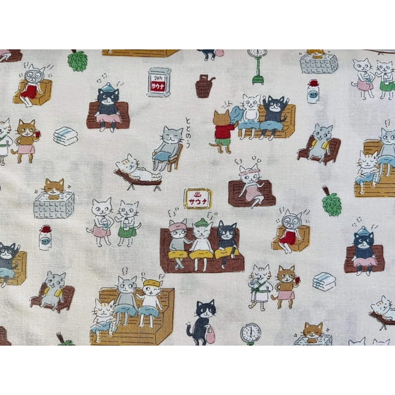 Cat Fabric-Funny Cats-Kokka Fabric-Japanese Fabric