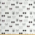 thumbnail image 1 of Ambesonne Cat Fabric by the Yard Upholstery, Cool Hipster Sunglasses, 2 Yards, Black White Pink, 1 of 4