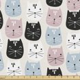thumbnail image 1 of Ambesonne Cat Fabric by the Yard Upholstery, Doodle Style Kittens Pattern, 5 Yards, Multicolor and Charcoal Grey, 1 of 5