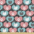 thumbnail image 1 of Ambesonne Cat Fabric by the Yard Upholstery, Kitten Portrait Heart, 2 Yards, Sea Green Pale Pink, 1 of 4