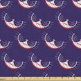 thumbnail image 1 of Cat Fabric by the Yard, Rhythmic Motifs Cartoon of Cat's Whisker Smile with Teeth Funny Witty, Upholstery Fabric for Dining Chairs Home Decor Accents, Indigo Blush by Ambesonne, 1 of 5