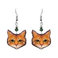 thumbnail image 1 of Cat Face Animal Graphic Dangle Earrings - Womens Fashion Handmade Jewelry Pet Lover Accessories, 1 of 1